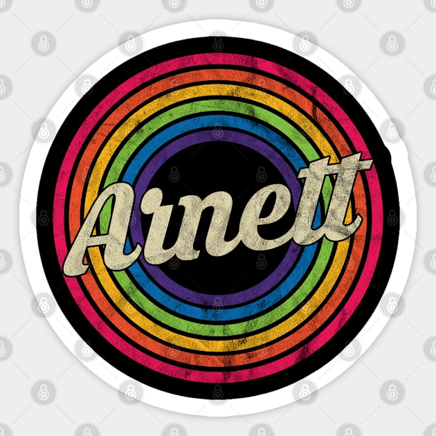 Arnett - Retro Rainbow Faded-Style Sticker by MaydenArt